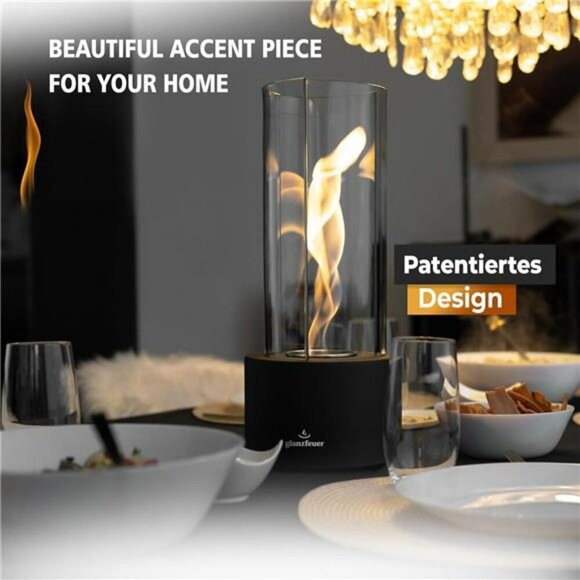 Tabletop Ethanol Fireplace Indoor Outdoor Fire Pit Glass Decor Gift for Home - Picture 6 of 7